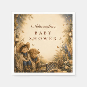 Botanischer Junge Western Boho Babyparty Serviette