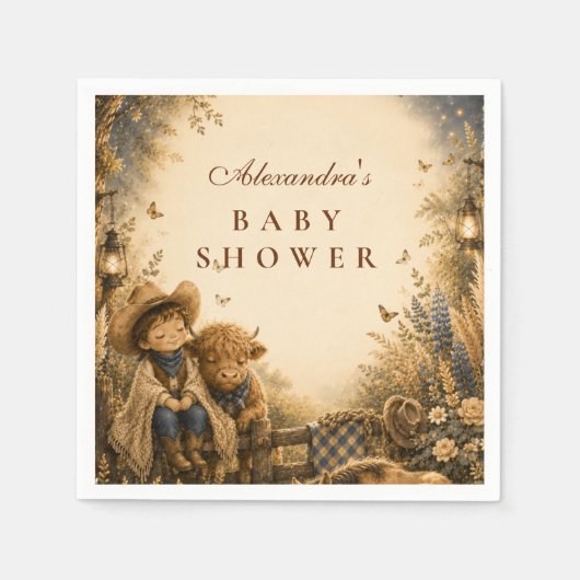 Botanischer Junge Western Boho Babyparty Serviette (Vorderseite)