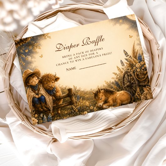 Botanischer Junge Western Boho Windel-Raffle Begleitkarte