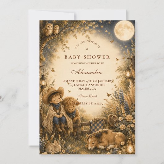 Botanischer Jungen Western Boho Babyshower Einladung (Vorderseite)