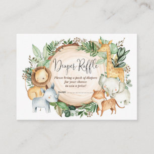 Botanischer Jungle Animals Baby Boy Diaper Raffles Begleitkarte