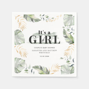 Botanischer Jungle Giraffe Couple Babyduschpapier Serviette