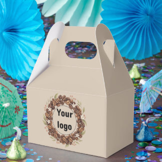 Botanischer Kaffebohnen-Kranz mit individuellem Lo Geschenkschachtel