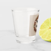 Botanischer Kaffebohnen-Kranz mit individuellem Lo Schnapsglas (Links)