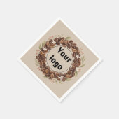 Botanischer Kaffebohnen-Kranz mit individuellem Lo Serviette (Ecke)