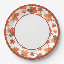 Botanischer Kakaostreifen und Blätter für Ahorn Pappteller