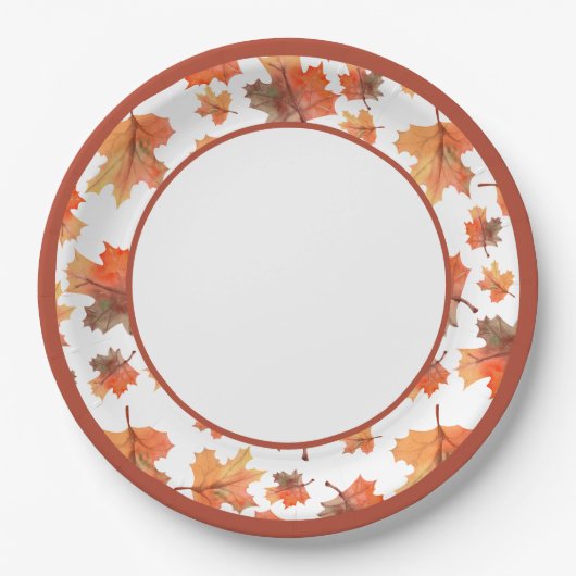 Botanischer Kakaostreifen und Blätter für Ahorn Pappteller (Vorderseite)