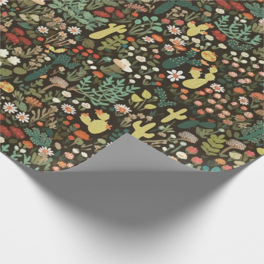 Botanischer Kaktus Boho Floral Geschenkpapier (Ecke)