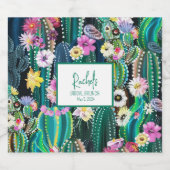 Botanischer Kaktus + Florals I Drink Label Schaumweinetikett (Einzelnes Label)