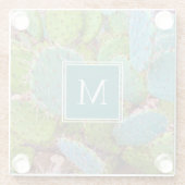 Botanischer Kaktus-Monogramm der Wüste Glasuntersetzer (Rückseite)