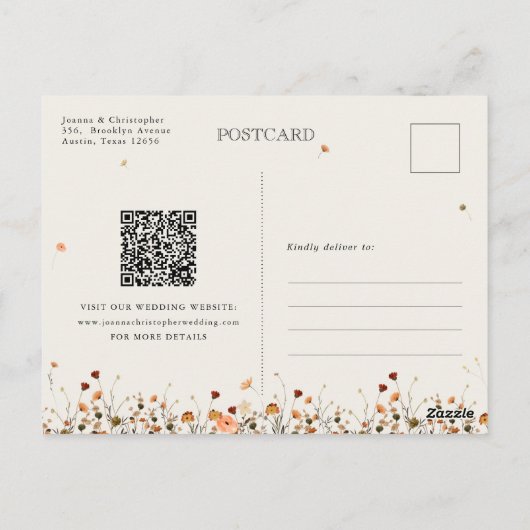 Botanischer Kalender der Fall-Wildblume Save the D Postkarte (Rückseite)