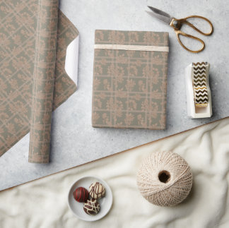 Botanischer Karo Geschenkpapier