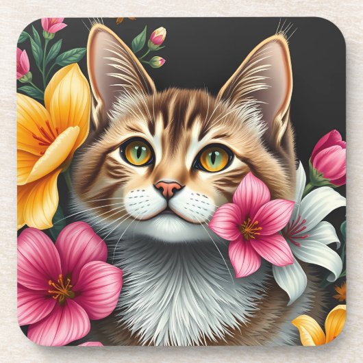 Botanischer Katzenhaven Getränkeuntersetzer (Vorderseite)