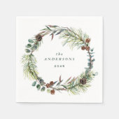 Botanischer Kiefernwald Weihnachtsfest Party Serviette (Vorderseite)