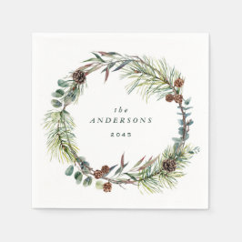 Botanischer Kiefernwald Weihnachtsfest Party Serviette