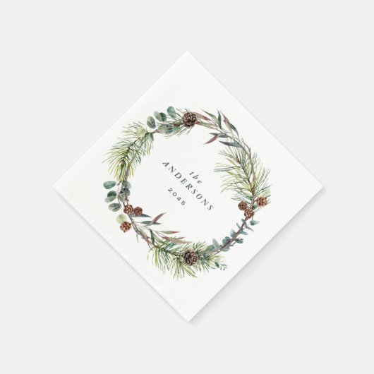 Botanischer Kiefernwald Weihnachtsfest Party Serviette (Ecke)