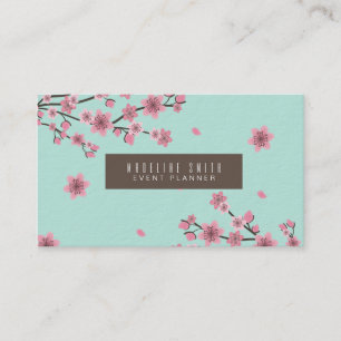 Botanischer Kirschblossom Fallenden Petals Rosa Ku Visitenkarte