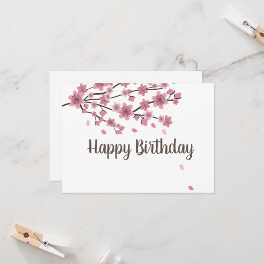 Botanischer Kirschblossom Falling Petals Ombré Art Karte (Vorderseite/Rückseite Beispiel)