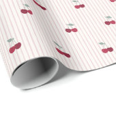 Botanischer Kirschstreifen-Picknick-Geburtstag Geschenkpapier (Rolleneckpunkt)
