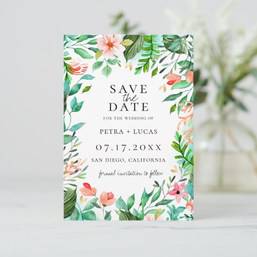 Botanischer Korallenriff Save the Date Ankündigung (Stehend Vorderseite)