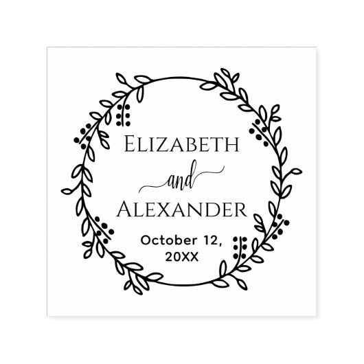 Botanischer Kranbachbräuner Datum Hochzeit Permastempel (Design)