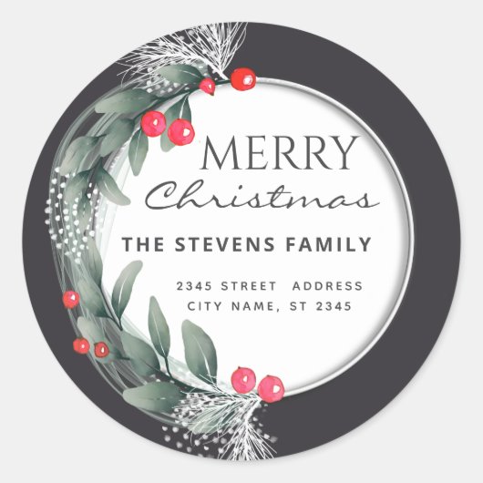 Botanischer Kranich in Wasserfarbe im Winter Runder Aufkleber (Vorderseite)