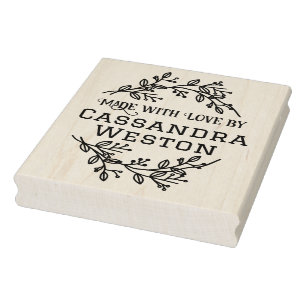 Botanischer Kranz Beeren „Made With Love By“ Gummistempel