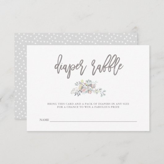 Botanischer Kranz der Wasserfarbe | Diaper Raffle Begleitkarte (Vorne/Hinten)