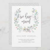 Botanischer Kranz der Wasserfarbe | Neue Adresse Ankündigung (Vorne/Hinten)