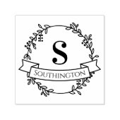 Botanischer Kranz-Eins-Hochzeitsbanner#4 Name Permastempel (Design)