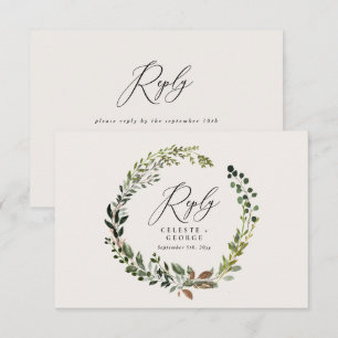 Botanischer Kranz elegante Hochzeitsantwort RSVP-K Mitteilungskarte