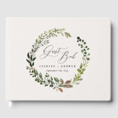 Botanischer Kranz elegante moderne rustikale Dekor Gästebuch (Vorderseite)