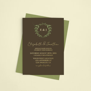 Botanischer Kranz Erdtöne Hochzeit Folieneinladung