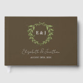 Botanischer Kranz Erdtöne Hochzeit Gästebuch (Vorderseite)