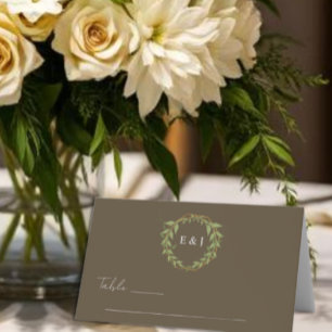 Botanischer Kranz Erdtöne Hochzeit Platzkarte
