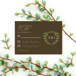Botanischer Kranz Erdtöne Hochzeit RSVP Karte