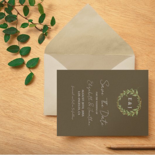 Botanischer Kranz Erdtöne Hochzeit Save The Date