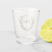 Botanischer Kranz Erdtöne Hochzeit Schnapsglas (Rückseite)