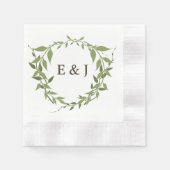 Botanischer Kranz Erdtöne Hochzeit Serviette (Vorderseite)