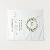 Botanischer Kranz Erdtöne Hochzeit Wandteppich (Vorderseite (Horizontal))