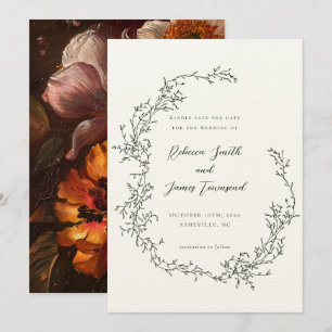 Botanischer Kranz Fine Art Malerei Oliven Hochzeit Save The Date