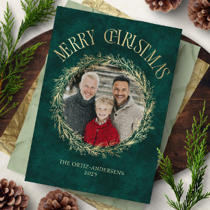 Botanischer Kranz Foto Weihnachtskarte Feiertagskarte