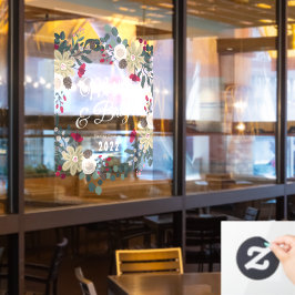 Botanischer Kranz fröhlich und hell Restaurant Fensteraufkleber