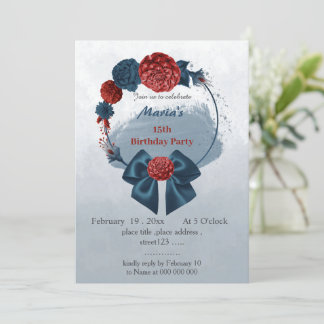 Botanischer Kranz-Geburtstag der Blume Marine & Bo Einladung