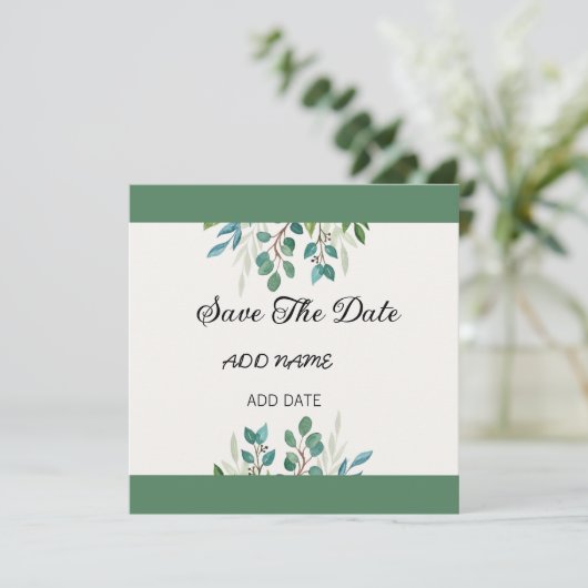 Botanischer Kranz-Grünplatz Save the Date (Stehend Vorderseite)