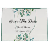 Botanischer Kranz-Grünplatz Save the Date Große Geschenktüte (Rückseite)