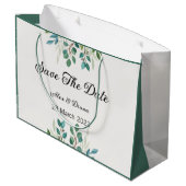 Botanischer Kranz-Grünplatz Save the Date Große Geschenktüte (Rückseite Schrägansicht)
