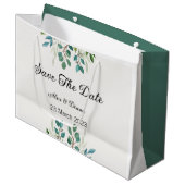 Botanischer Kranz-Grünplatz Save the Date Große Geschenktüte (Vorderseite Schrägansicht)