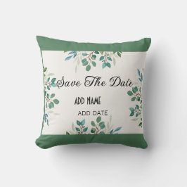 Botanischer Kranz-Grünplatz Save the Date Kissen