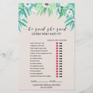 Botanischer Kranz "He Said She" Spiel Flyer